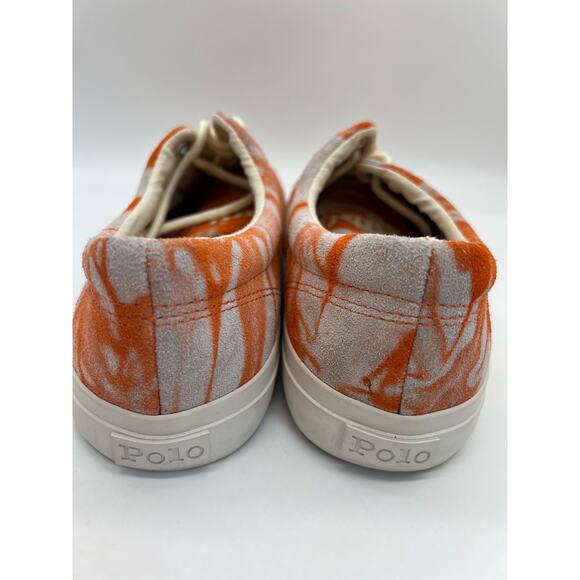 Polo Ralph Lauren Orange Tie Dye Sneakers Harpoon Casual Shoes Men’s Size 9D - Picture 10 of 16